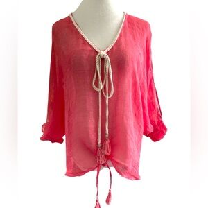 Simsapa Dolman Sleeve Linen Top Size M L NWOT